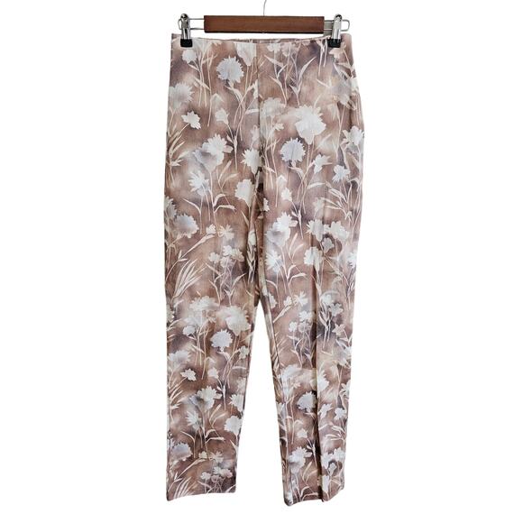 Walking Art Australia Womens Sz 8 Slim Leg Pull On Pants Beige Floral NEW - Picture 1 of 4